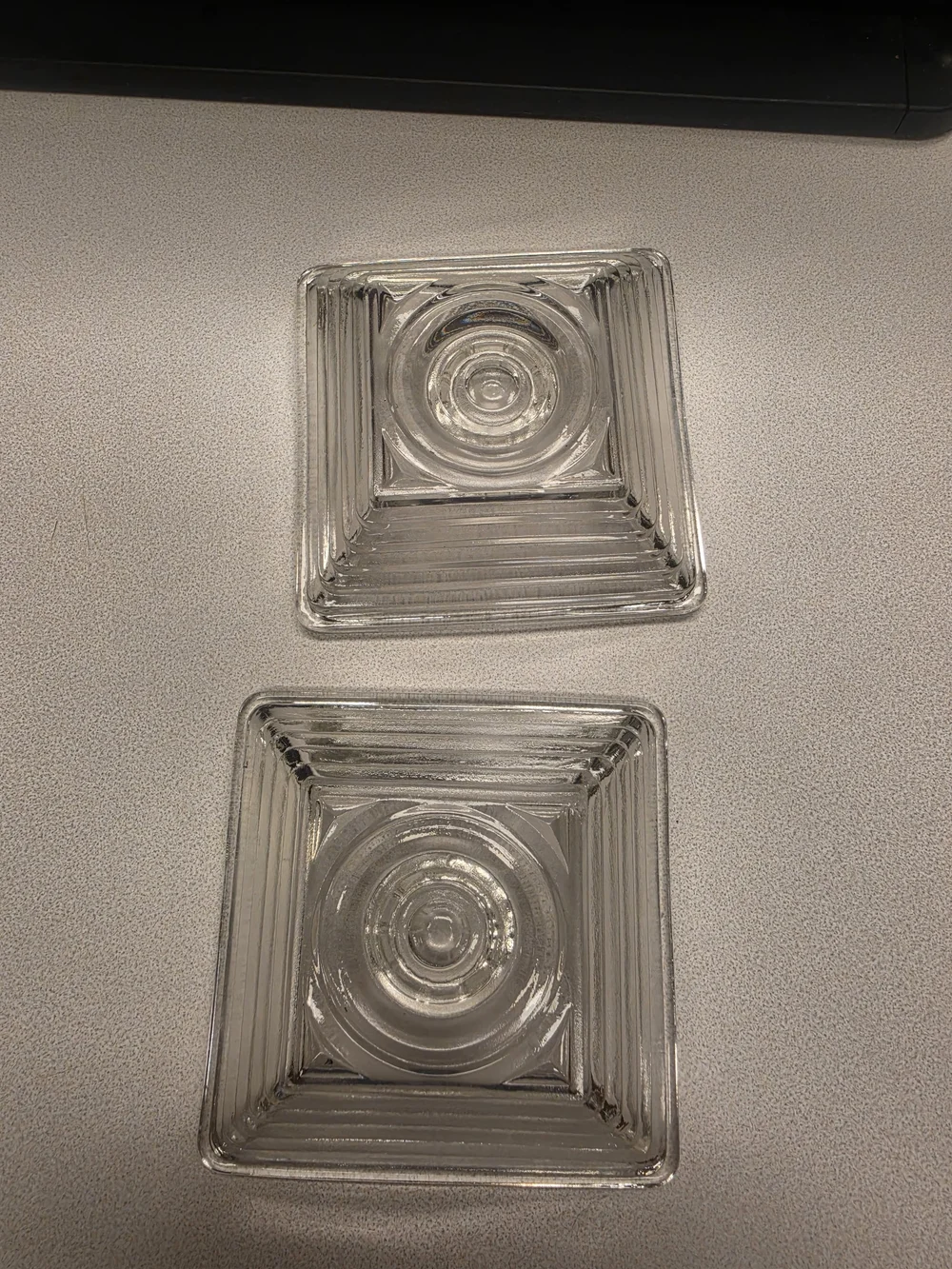 Set of 2 Clear Glass Square Candle Holders